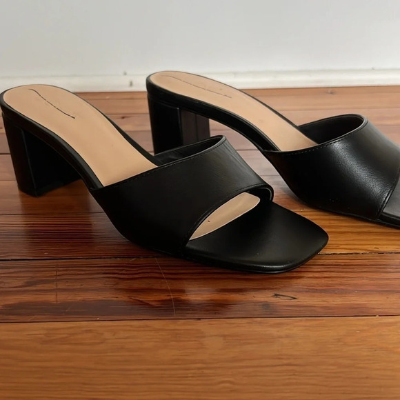 LOFT Open Toe Block Heel Mule Sandals in Black - Size 8.5 - Picture 2 of 12